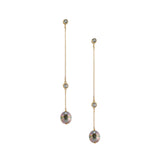 Single Strand Saltwater Pearl and White Topaz Long Earring