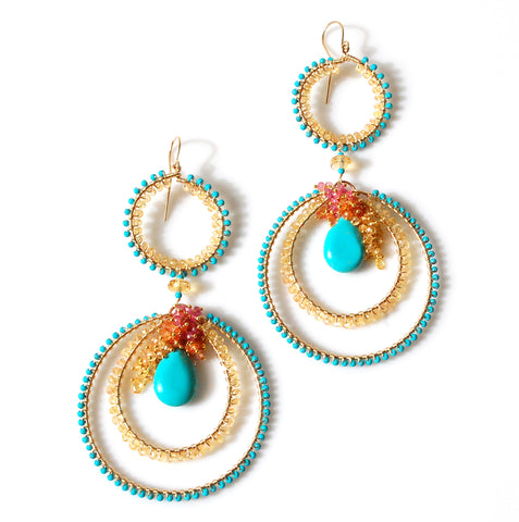 Turquoise Earrings with Sapphires