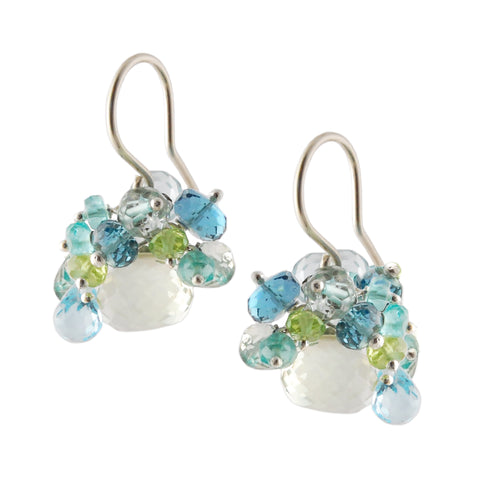 Green Amethyst, Blue Topaz, Peridot and Apatite Earrings