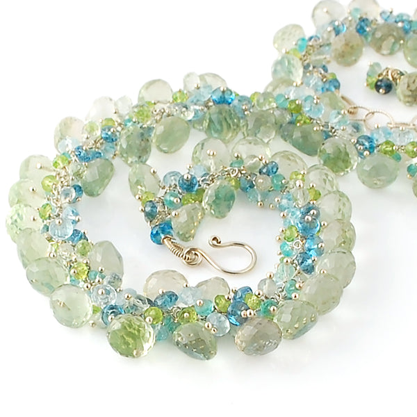 Green Amethyst, Blue Topaz, Peridot and Apatite Necklace – Amy