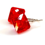 Red Topaz Radiant Cut Solitaire Earrings