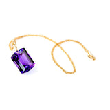 Amethyst Emerald Cut Solitaire Necklace