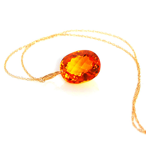 Citrine Oval Cut Solitaire Necklace