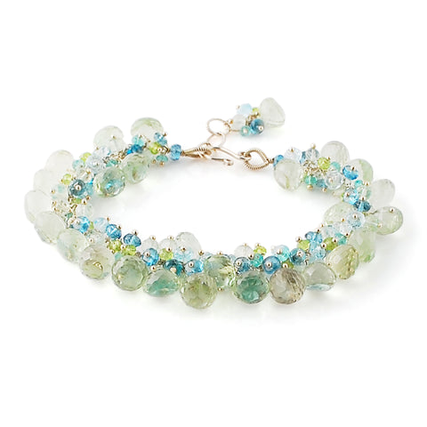 Green Amethyst, Blue Topaz, Peridot and Apatite Bracelet