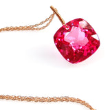 Pink Topaz Cushion Cut Solitaire Necklace
