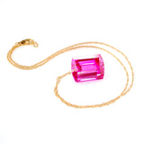 Pink Topaz Emerald Cut Solitaire Necklace