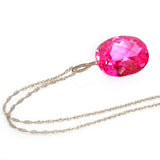 Pink Topaz Oval Cut Solitaire Necklace
