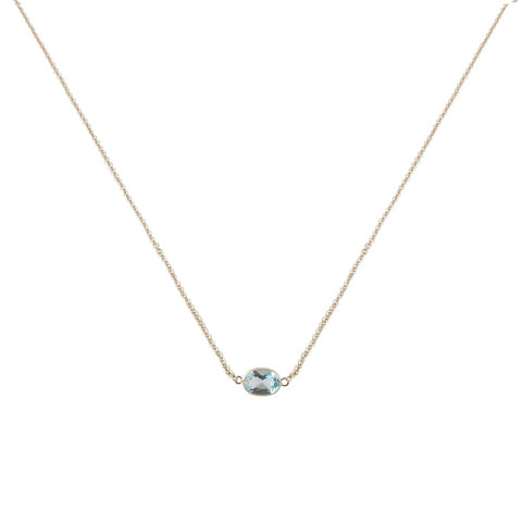 Single Stone Bezel Set Blue Topaz Necklace