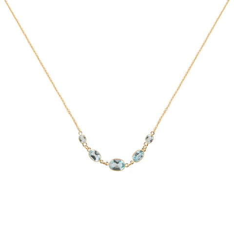 Five Stone Bezel Set Blue Topaz Necklace