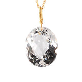 White Topaz Oval Cut Solitaire Necklace