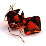 Cognac Quartz Radiant Cut Solitaire Earrings