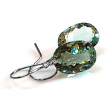 Light Green Amethyst Oval Cut Solitaire Earrings