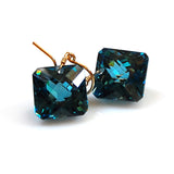 square cut london blue topaz earrings