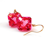 Pink Topaz Radiant Cut Solitaire Earrings