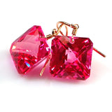 Pink Topaz Radiant Cut Solitaire Earrings