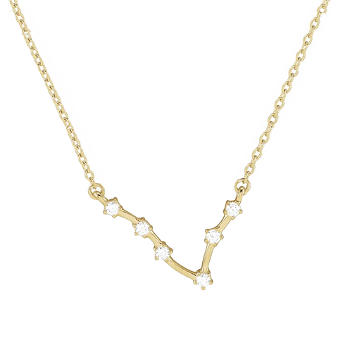 Pisces Diamond Necklace in 14K Yellow Gold