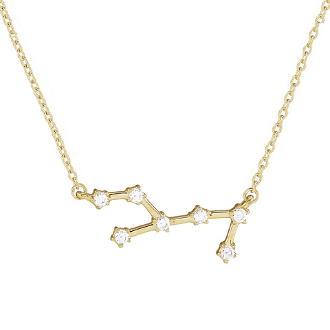 Virgo Diamond Necklace in 14K Yellow Gold
