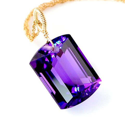 Amethyst Emerald Cut Solitaire Necklace