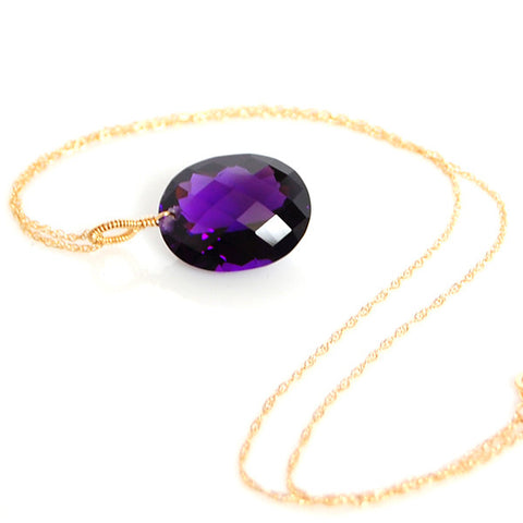 Amethyst Oval Cut Solitaire Necklace