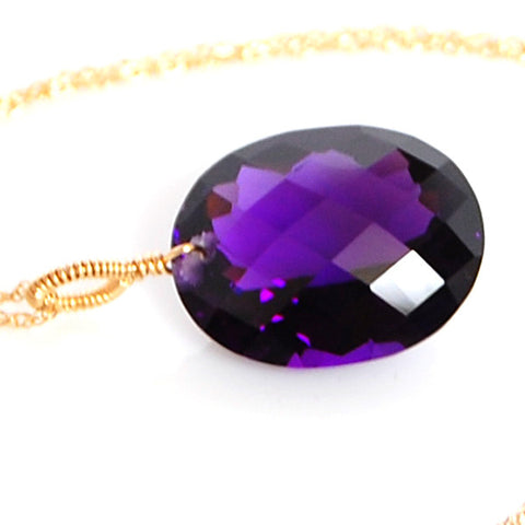 Amethyst Oval Cut Solitaire Necklace