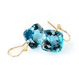 cushion cut blue topaz earrings
