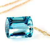 emerald cut blue topaz necklace