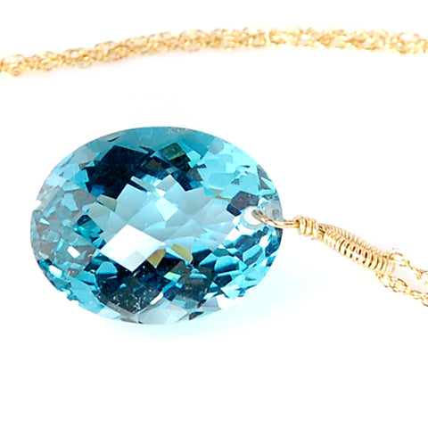 oval cut blue topaz necklace