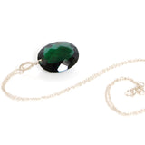 Dark Green Amethyst Oval Cut Solitaire Necklace