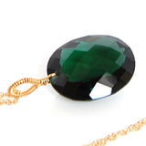 Dark Green Amethyst Oval Cut Solitaire Necklace