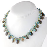 Labradorite Necklace with Blue Topaz, Green Amethyst, Peridot and Apatite