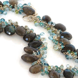 Labradorite Necklace with Blue Topaz, Green Amethyst, Peridot and Apatite in Fine and Argentium Silver
