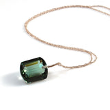 Light Green Amethyst Emerald Cut Solitaire Necklace