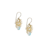 Pearl Earrings with Blue Topaz