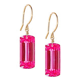 Pink Topaz Baguette Cut Solitaire Earrings