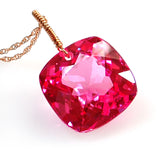 Pink Topaz Cushion Cut Solitaire Necklace