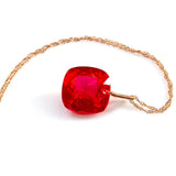 Red Topaz Cushion Cut Solitaire Necklace