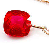 Red Topaz Cushion Cut Solitaire Necklace